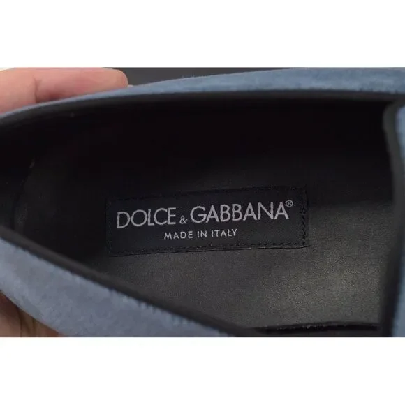 Dolce&Gabbana NWB Loafers / Slippers Size 43 10 US Blue Velvet W/ Gold DG Logo